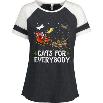 Cats For Everybody Christmas Cat Funny Xmas Santa Gift Enza Ladies Jersey Colorblock Tee