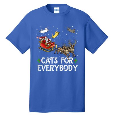 Cats For Everybody Christmas Cat Funny Xmas Santa Gift Tall T-Shirt