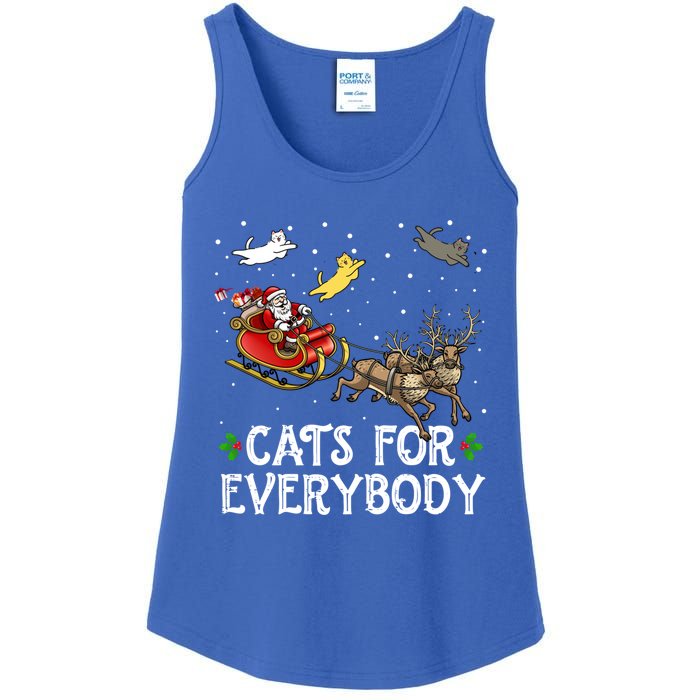 Cats For Everybody Christmas Cat Funny Xmas Santa Gift Ladies Essential Tank