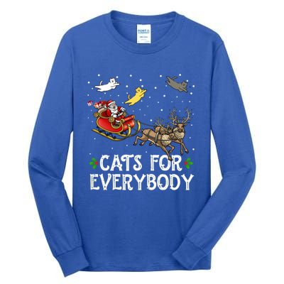 Cats For Everybody Christmas Cat Funny Xmas Santa Gift Tall Long Sleeve T-Shirt