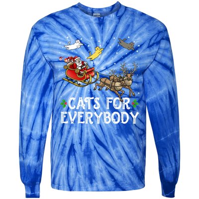 Cats For Everybody Christmas Cat Funny Xmas Santa Gift Tie-Dye Long Sleeve Shirt