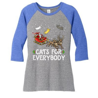 Cats For Everybody Christmas Cat Funny Xmas Santa Gift Women's Tri-Blend 3/4-Sleeve Raglan Shirt