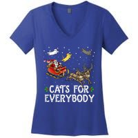 Cats For Everybody Christmas Cat Funny Xmas Santa Gift Women's V-Neck T-Shirt