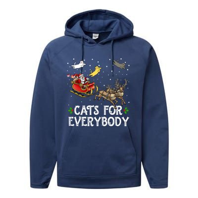 Cats For Everybody Christmas Cat Funny Xmas Santa Gift Performance Fleece Hoodie