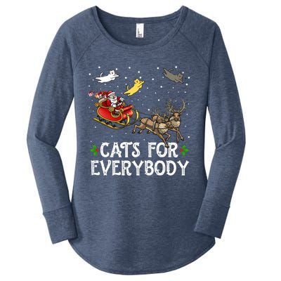 Cats For Everybody Christmas Cat Funny Xmas Santa Gift Women's Perfect Tri Tunic Long Sleeve Shirt