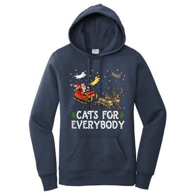 Cats For Everybody Christmas Cat Funny Xmas Santa Gift Women's Pullover Hoodie