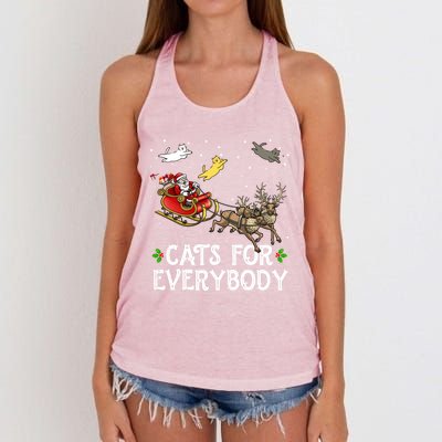 Cats For Everybody Christmas Cat Funny Xmas Santa Gift Women's Knotted Racerback Tank