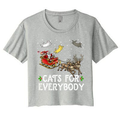 Cats For Everybody Christmas Cat Funny Xmas Santa Gift Women's Crop Top Tee