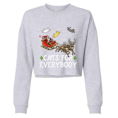 Cats For Everybody Christmas Cat Funny Xmas Santa Gift Cropped Pullover Crew