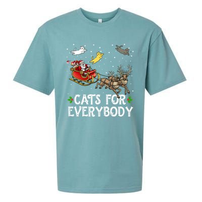 Cats For Everybody Christmas Cat Funny Xmas Santa Gift Sueded Cloud Jersey T-Shirt