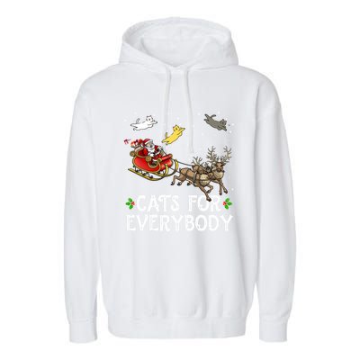 Cats For Everybody Christmas Cat Funny Xmas Santa Gift Garment-Dyed Fleece Hoodie