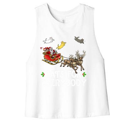 Cats For Everybody Christmas Cat Funny Xmas Santa Gift Women's Racerback Cropped Tank