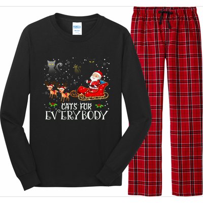 Cats For Everybody Christmas Cat Funny Xmas Santa Gift Long Sleeve Pajama Set