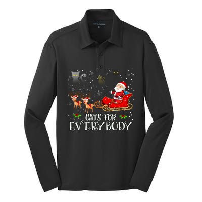 Cats For Everybody Christmas Cat Funny Xmas Santa Gift Silk Touch Performance Long Sleeve Polo