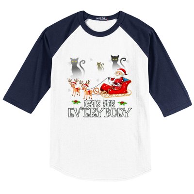 Cats For Everybody Christmas Cat Funny Xmas Santa Gift Baseball Sleeve Shirt