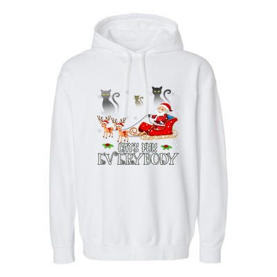 Cats For Everybody Christmas Cat Funny Xmas Santa Gift Garment-Dyed Fleece Hoodie