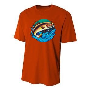 Catch Fish Eating Worm Funny Fishing Youth Performance Sprint T-Shirt