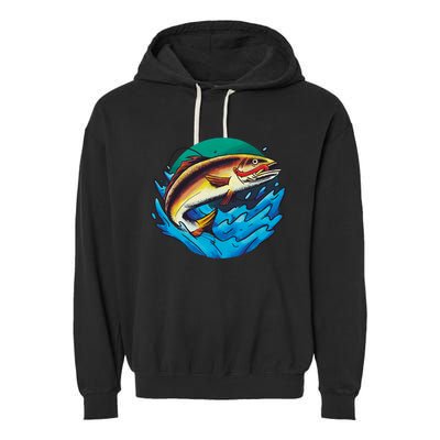 Catch Fish Eating Worm Funny Fishing Garment-Dyed Fleece Hoodie