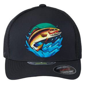 Catch Fish Eating Worm Funny Fishing Flexfit Unipanel Trucker Cap