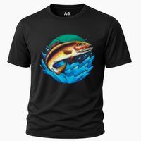 Catch Fish Eating Worm Funny Fishing Cooling Performance Crew T-Shirt
