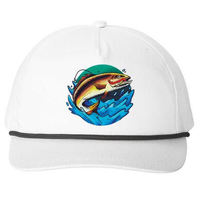 Catch Fish Eating Worm Funny Fishing Snapback Five-Panel Rope Hat