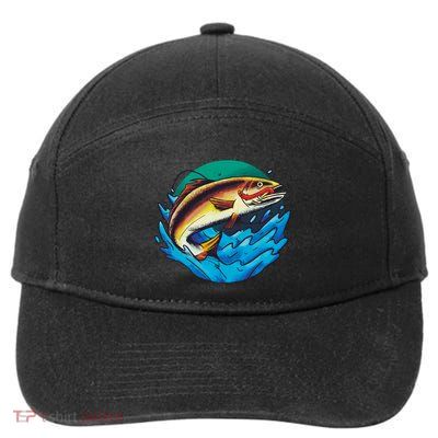 Catch Fish Eating Worm Funny Fishing 7-Panel Snapback Hat