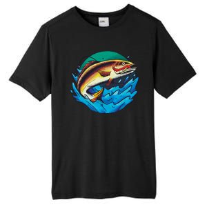 Catch Fish Eating Worm Funny Fishing Tall Fusion ChromaSoft Performance T-Shirt