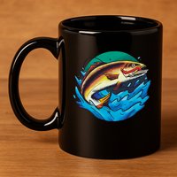 Catch Fish Eating Worm Funny Fishing 11oz C Handle Ceramic Mug