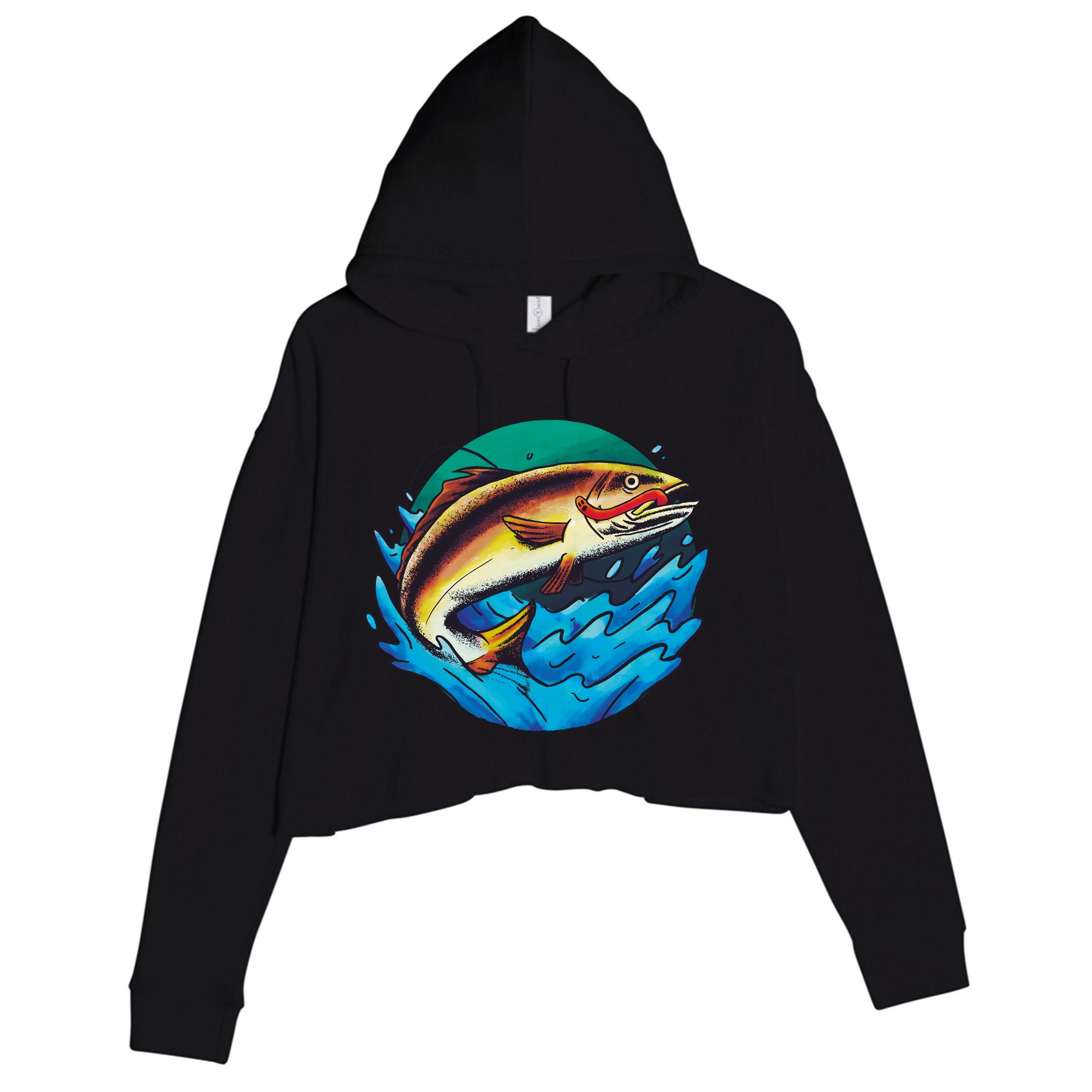 Catch Fish Eating Worm Funny Fishing Crop Fleece Hoodie
