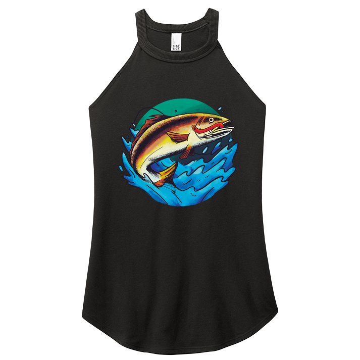 Catch Fish Eating Worm Funny Fishing Women's Perfect Tri Rocker Tank