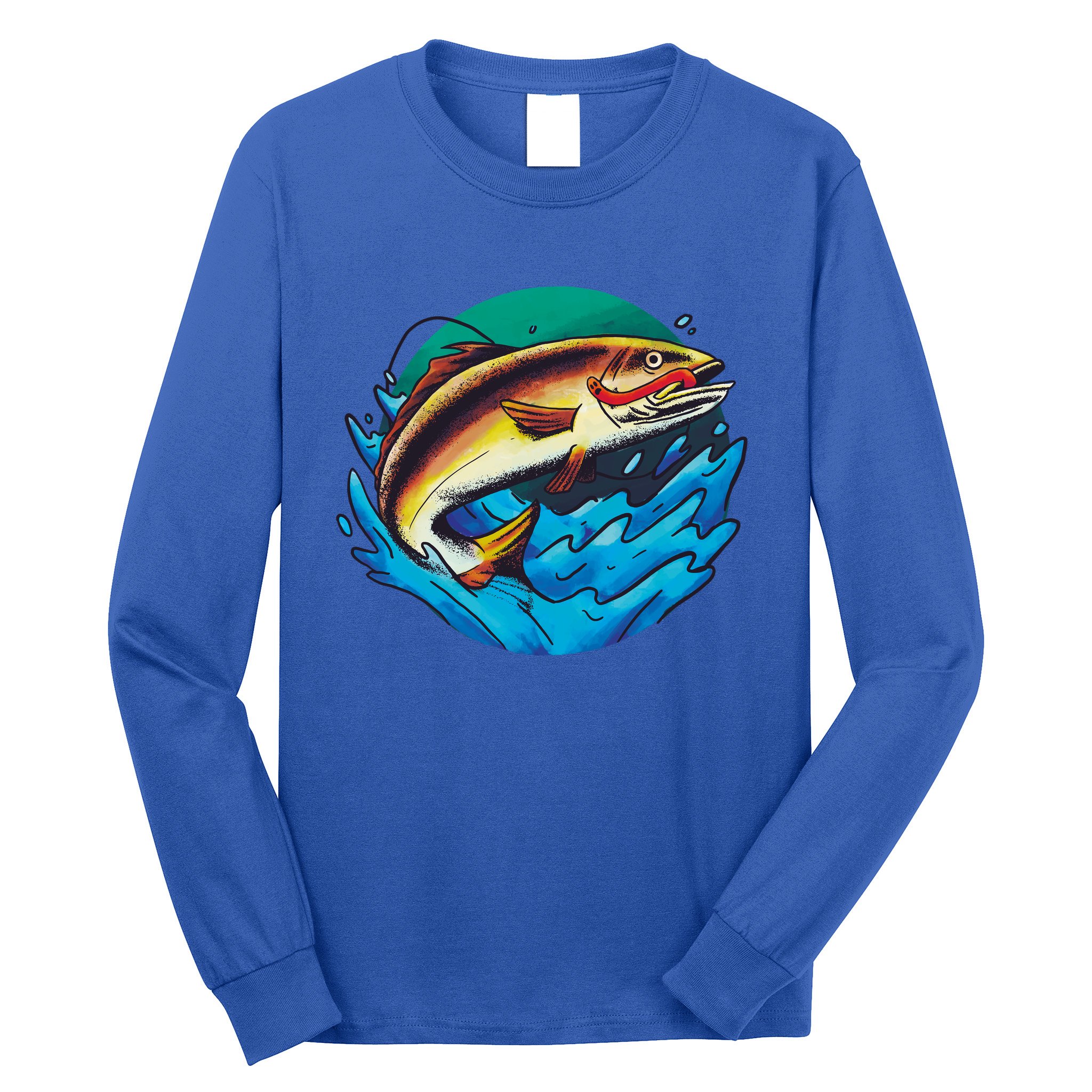 Catch Fish Eating Worm Funny Fishing Long Sleeve Shirt