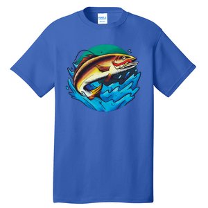 Catch Fish Eating Worm Funny Fishing Tall T-Shirt