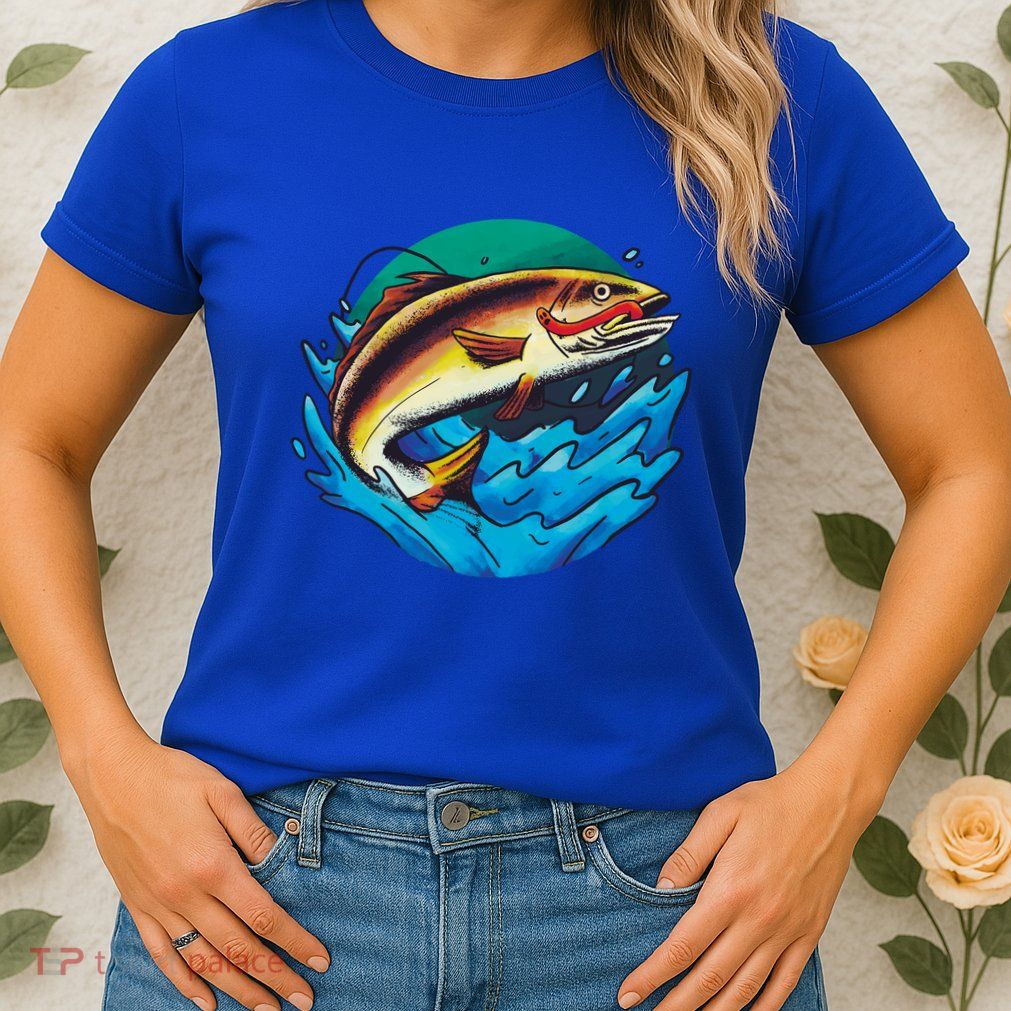 Catch Fish Eating Worm Funny Fishing Womens T-Shirt