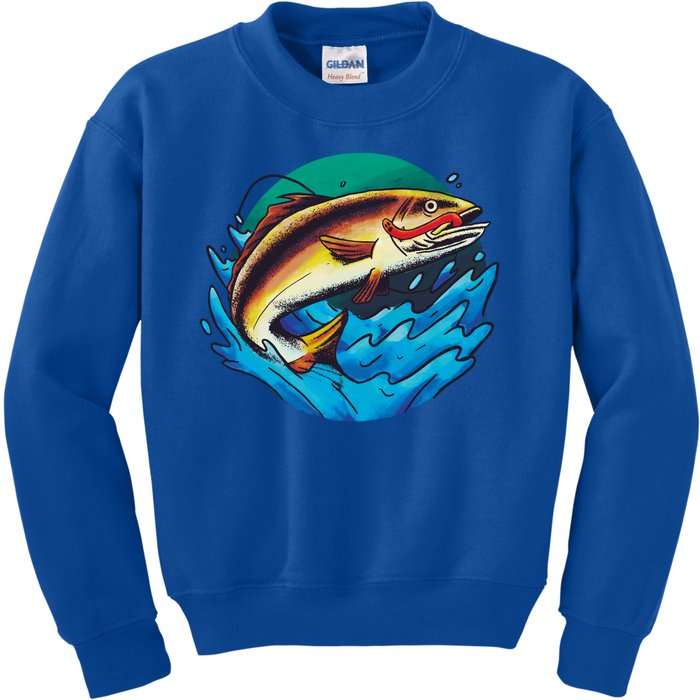 Catch Fish Eating Worm Funny Fishing Kids Sweatshirt