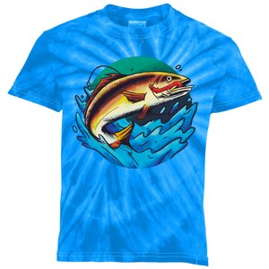 Catch Fish Eating Worm Funny Fishing Kids Tie-Dye T-Shirt