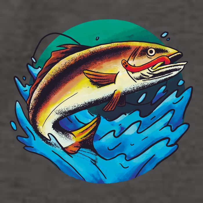 Catch Fish Eating Worm Funny Fishing Vector Backpack