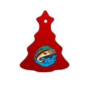 Catch Fish Eating Worm Funny Fishing Ceramic Tree Ornament