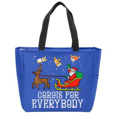 Corgis For Everybody Funny Xmas Christmas Corgi Dog Lover Zip Tote Bag