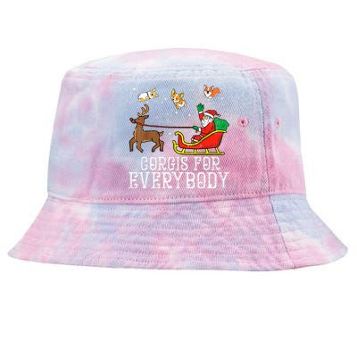 Corgis For Everybody Funny Xmas Christmas Corgi Dog Lover Tie-Dyed Bucket Hat