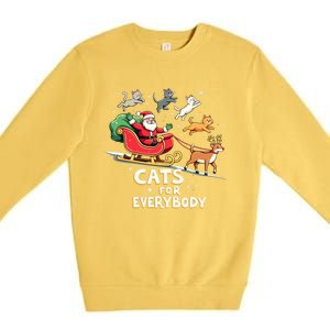 Cats For Everybody Christmas Cat Funny Xmas Santa Gift Premium Crewneck Sweatshirt