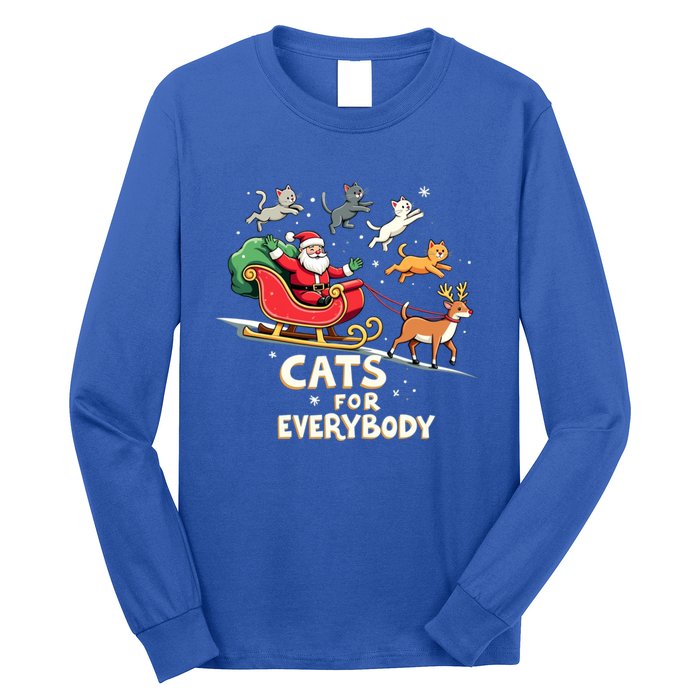 Cats For Everybody Christmas Cat Funny Xmas Santa Gift Long Sleeve Shirt