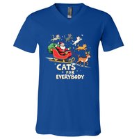 Cats For Everybody Christmas Cat Funny Xmas Santa Gift V-Neck T-Shirt