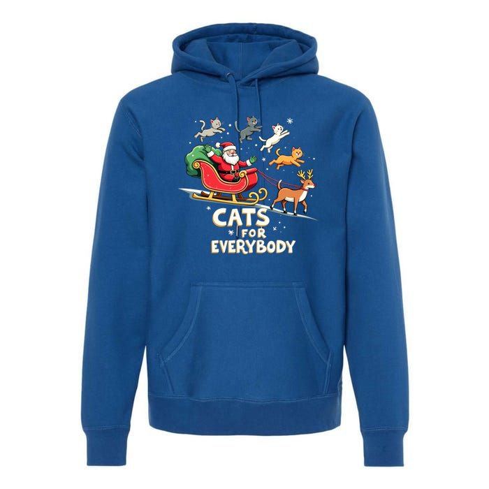 Cats For Everybody Christmas Cat Funny Xmas Santa Gift Premium Hoodie