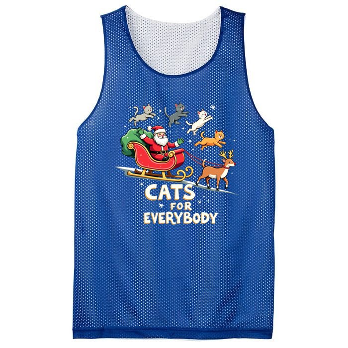 Cats For Everybody Christmas Cat Funny Xmas Santa Gift Mesh Reversible Basketball Jersey Tank