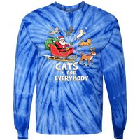 Cats For Everybody Christmas Cat Funny Xmas Santa Gift Tie-Dye Long Sleeve Shirt