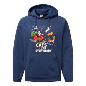 Cats For Everybody Christmas Cat Funny Xmas Santa Gift Performance Fleece Hoodie