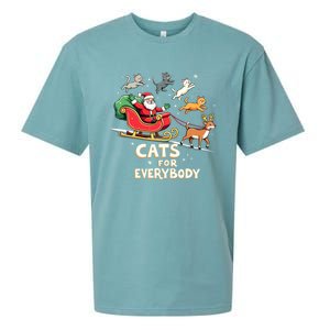 Cats For Everybody Christmas Cat Funny Xmas Santa Gift Sueded Cloud Jersey T-Shirt