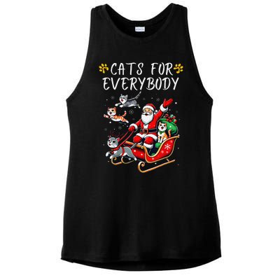 Cats For Everybody Christmas Cat Funny Xmas Santa Ladies PosiCharge Tri-Blend Wicking Tank