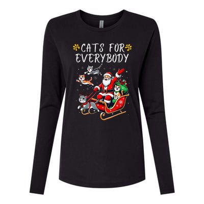 Cats For Everybody Christmas Cat Funny Xmas Santa Womens Cotton Relaxed Long Sleeve T-Shirt