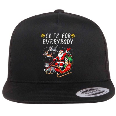 Cats For Everybody Christmas Cat Funny Xmas Santa Flat Bill Trucker Hat